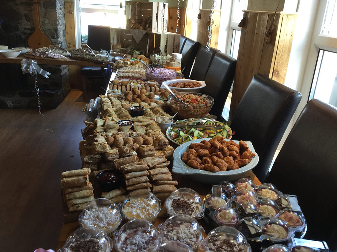 Wedding buffet with savouries and desserts